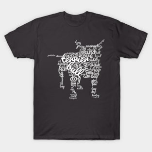 English Bull Terrier Silhouette Word Association T-Shirt